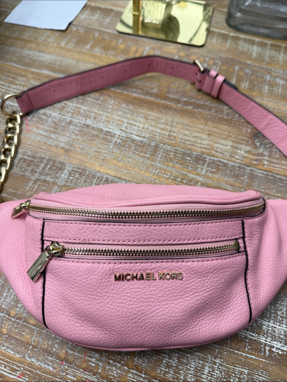 Michael Kors Mott Brandy Bubble Gum Pink Pebble Leather Belt Bag, Shoulder Bag - Picture 11 of 12